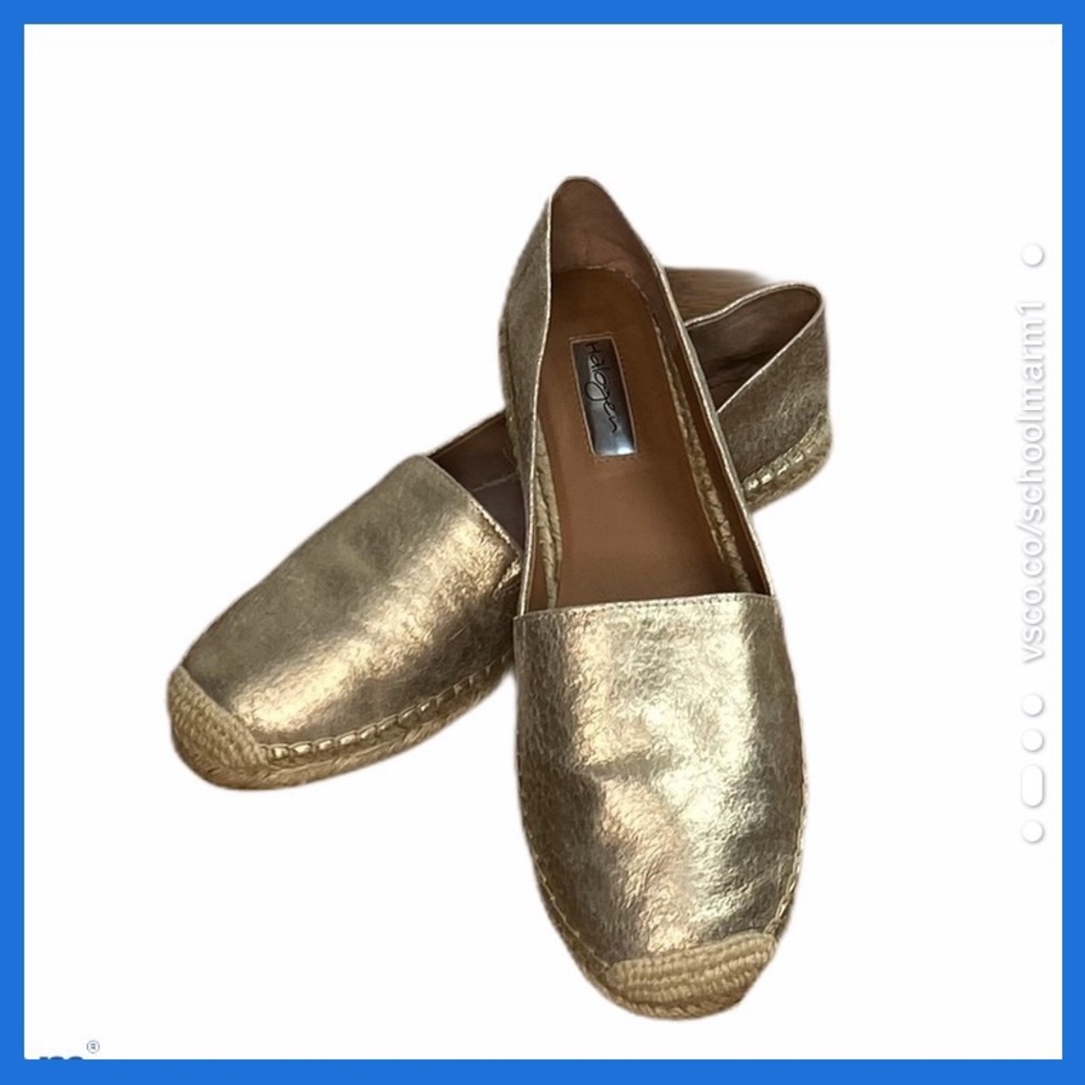 Halogen Espadrilles Gold Metallic Flats Sz 9.5
